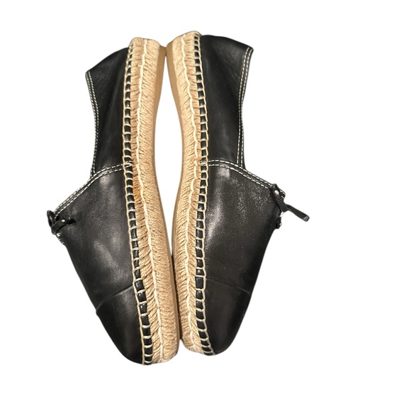 PRADA CALZATURE NAPPA BLACK ROUND TOE CAP LEATHER ESPADRILLES BOW 37 - Picture 5 of 12